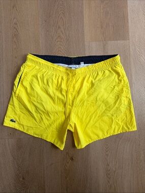 Lacoste Yellow Swim Trunks with alligator patch